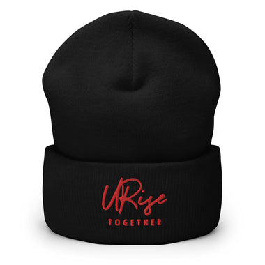 URise Together Cuffed Beanie Unisex Black w/ Red Stitch