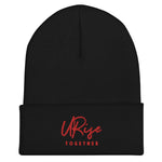 URise Together Cuffed Beanie Unisex Black w/ Red Stitch