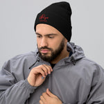 URise Together Cuffed Beanie Unisex Black w/ Red Stitch
