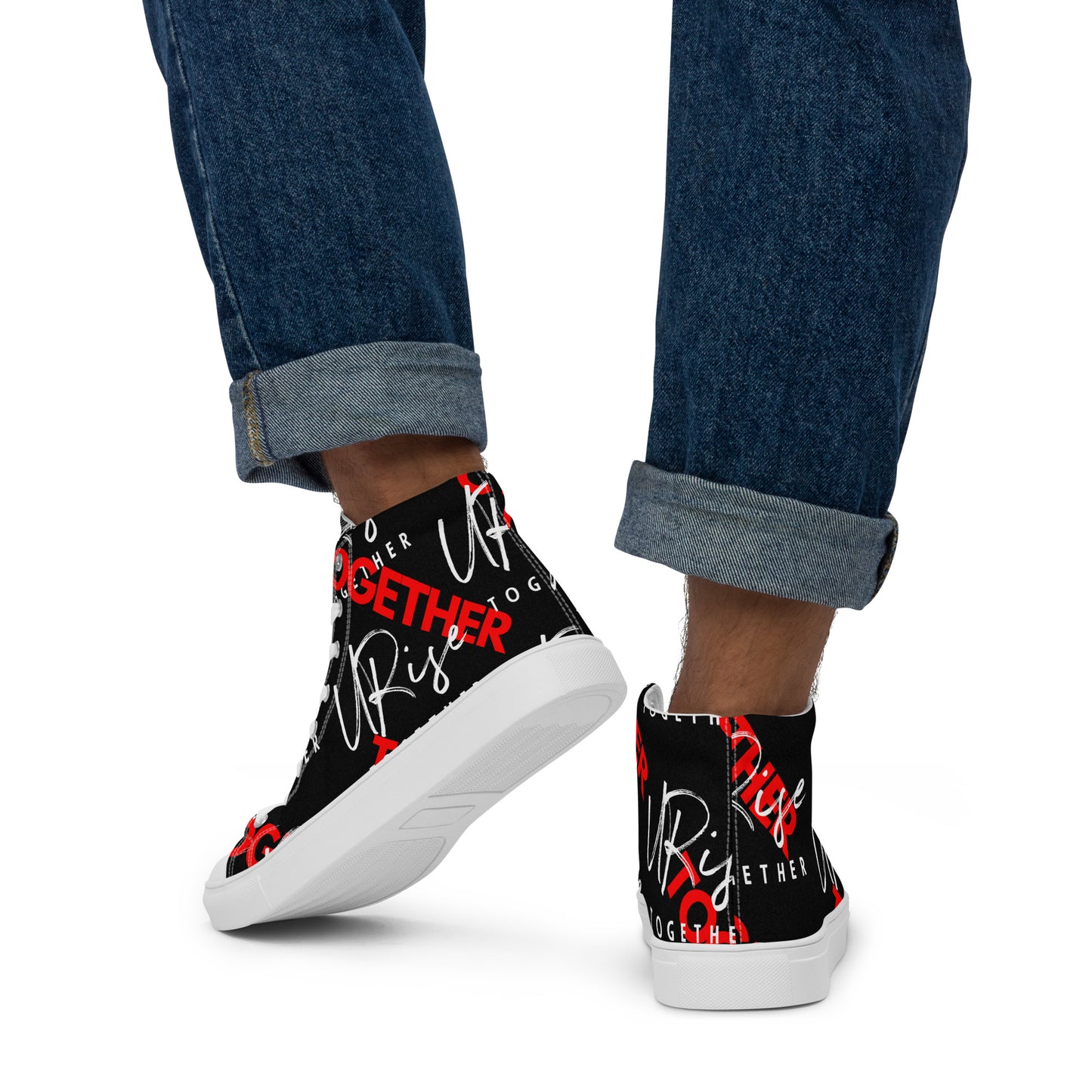 "URise Together" Men’s high top canvas shoes Black
