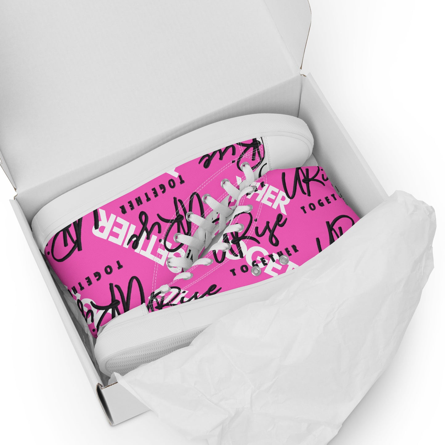 "URise Together" Men’s high top canvas shoes - PinkOut