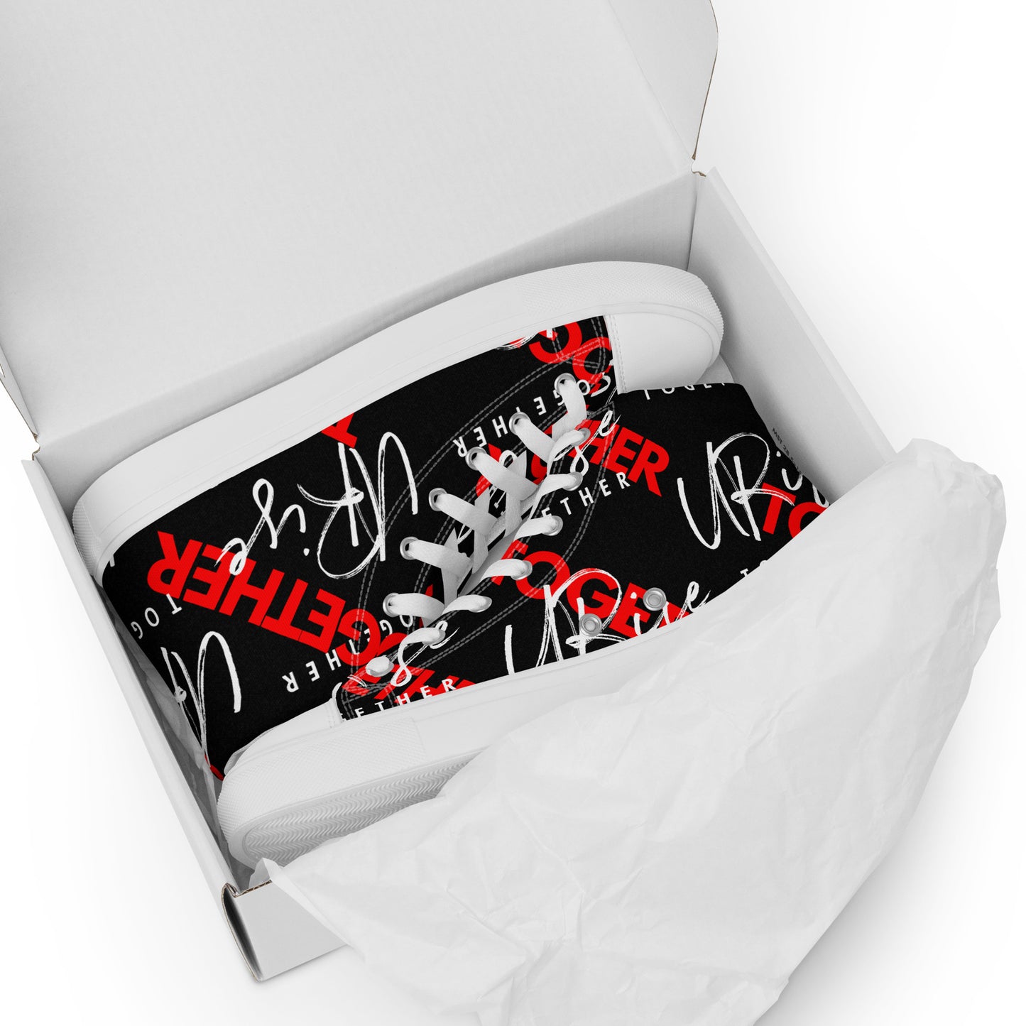 "URise Together" Men’s high top canvas shoes Black