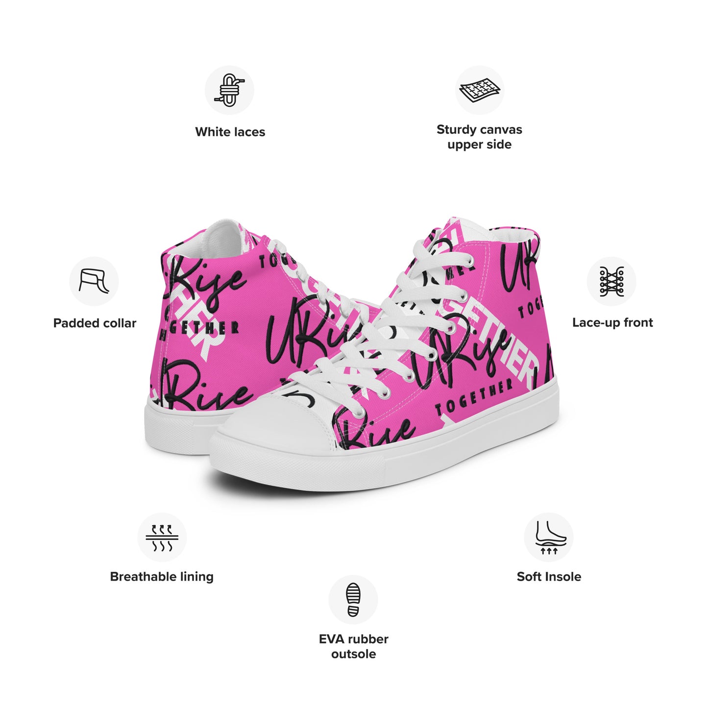 "URise Together" Men’s high top canvas shoes - PinkOut