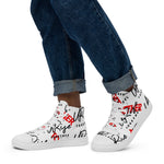 "URise Together" Men’s high top canvas shoes Wht/Red