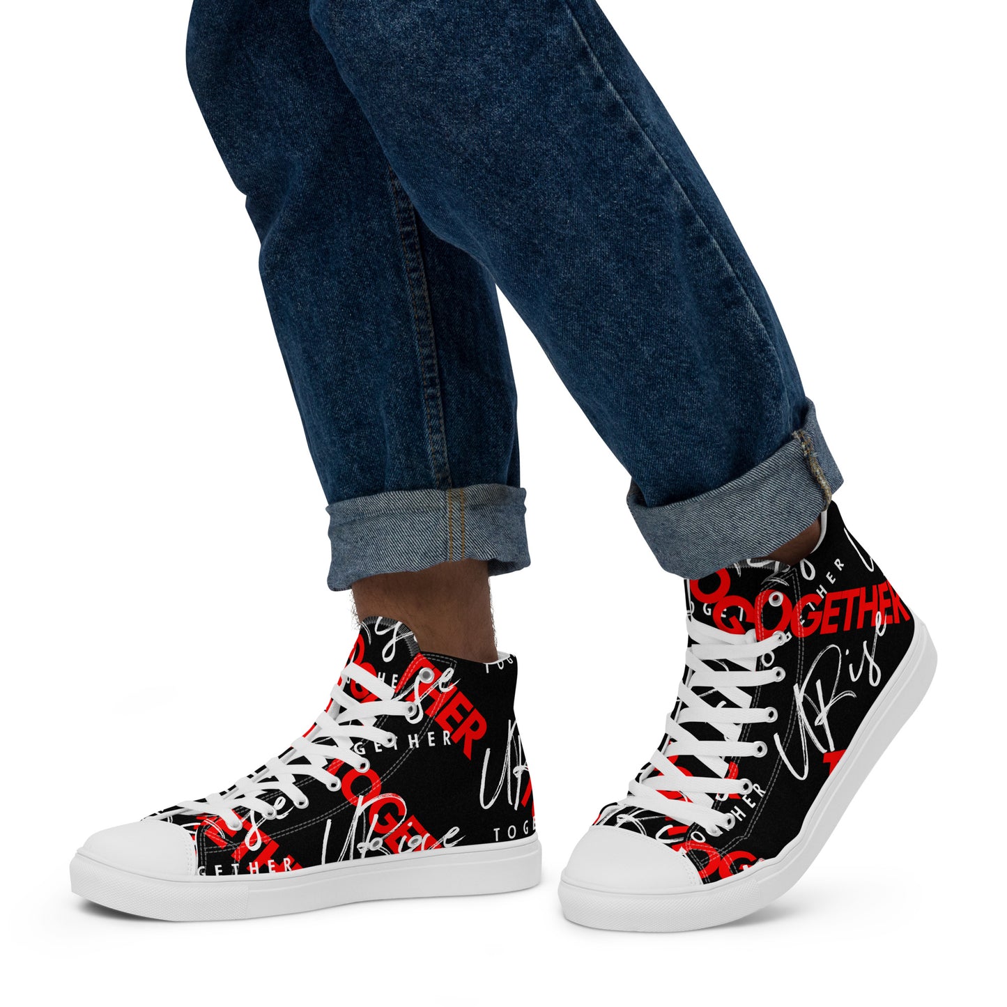 "URise Together" Men’s high top canvas shoes Black