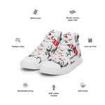 "URise Together" Men’s high top canvas shoes Wht/Red
