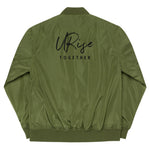 "URise Together" Embroidered Logo Bomber Jacket - Green - URiseTogetherApparel