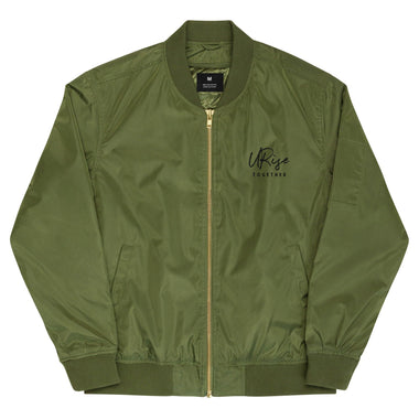 "URise Together" Embroidered Logo Bomber Jacket - Green - URiseTogetherApparel