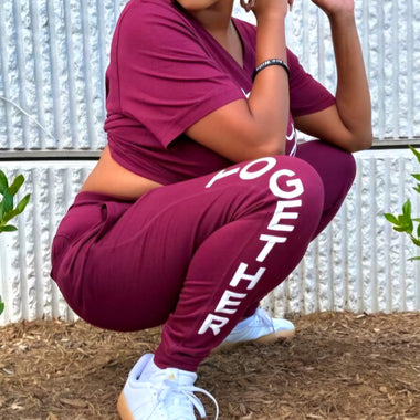 URise Women's Sweats Pants Maroon with Raised TOGETHER