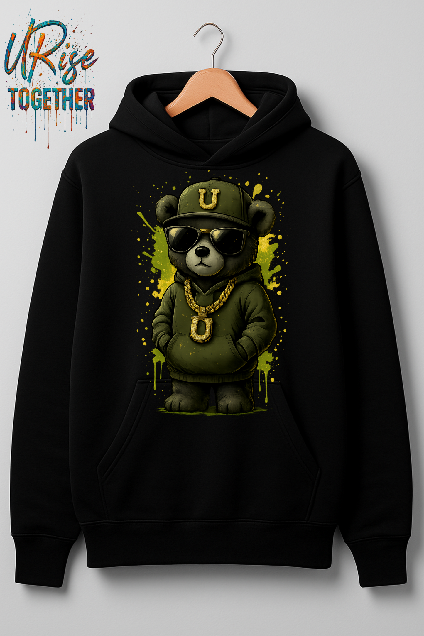 Graffiti Bear URise Heavy Cotton Hoodie Unisex