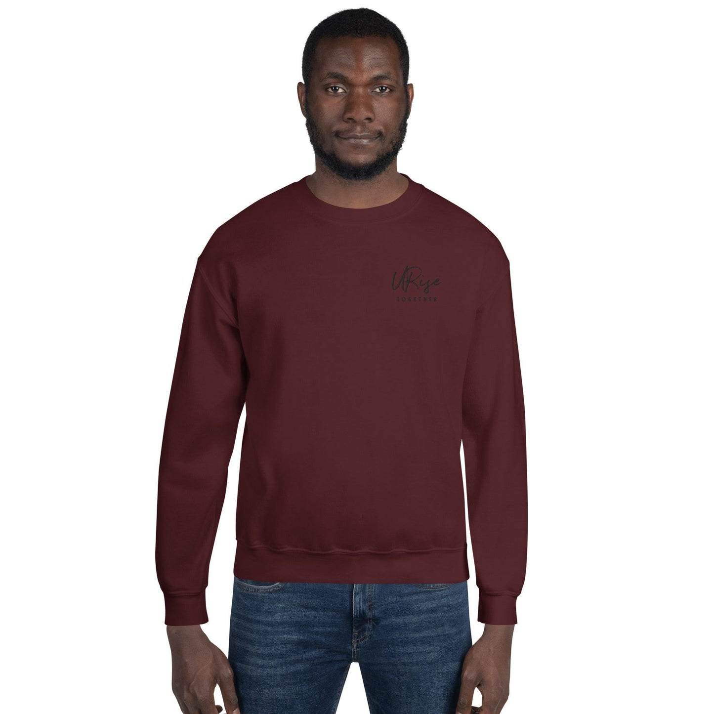 "URise Together" Embroidered Sweatshirt - Maroon - URiseTogetherApparel