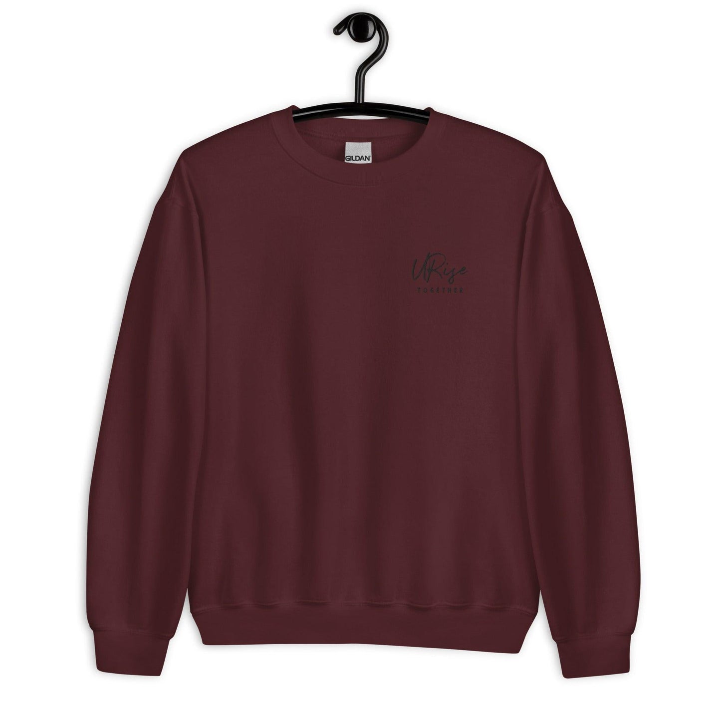 "URise Together" Embroidered Sweatshirt - Maroon - URiseTogetherApparel