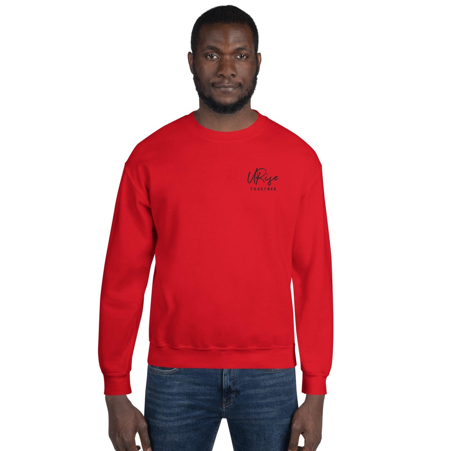 "URise Together" Embroidered Sweatshirt - Red - URiseTogetherApparel