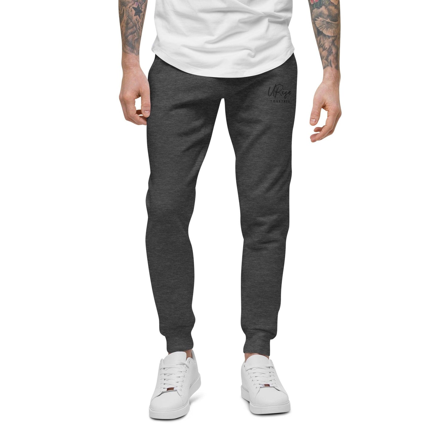 "URise Together" Embroidered fleece sweatpants - Dark Grey - URiseTogetherApparel