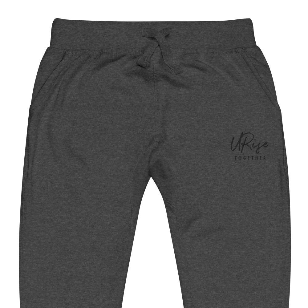 "URise Together" Embroidered fleece sweatpants - Dark Grey - URiseTogetherApparel