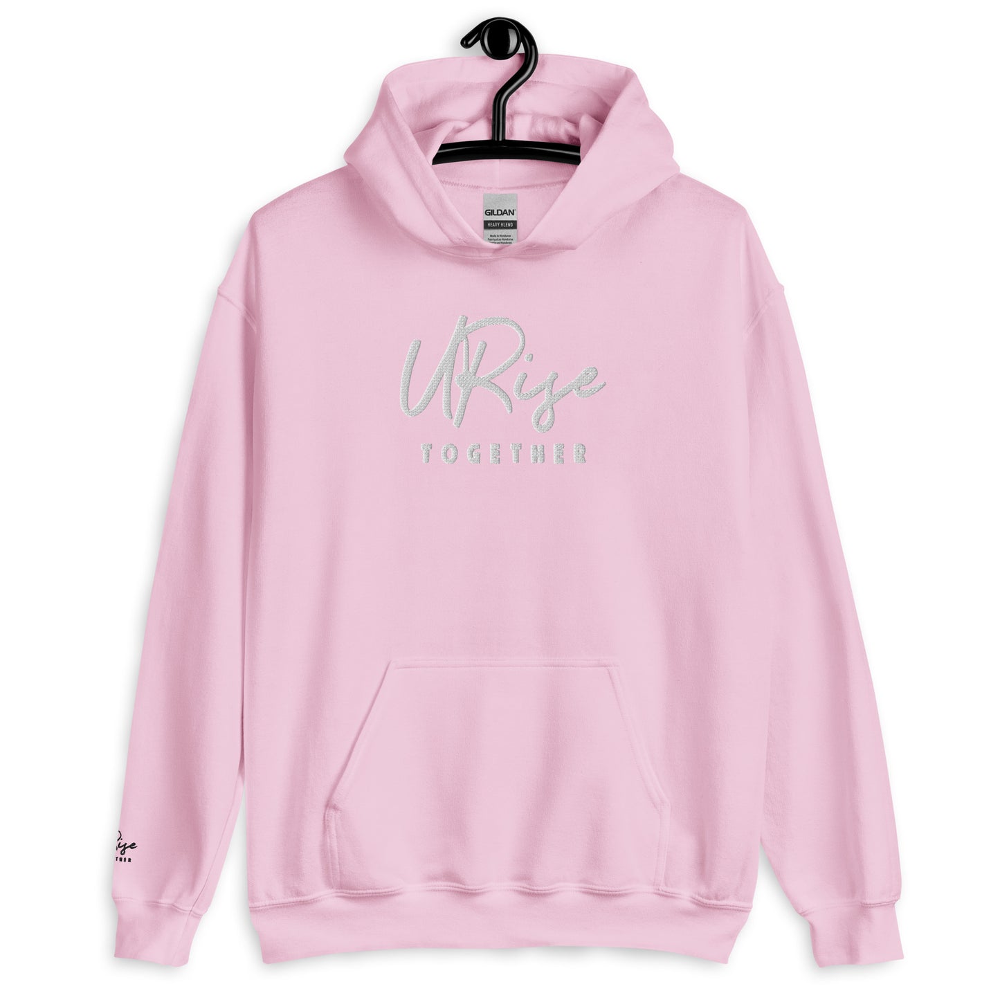 "URise Together" Embroidered Hoodie Pink