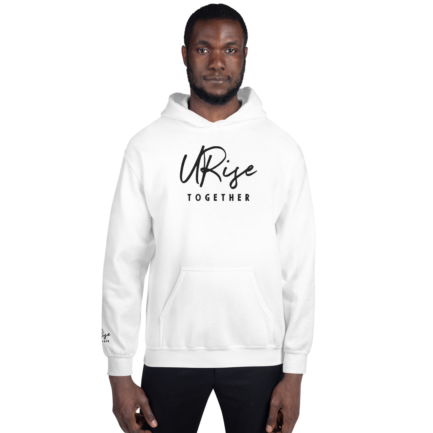 URise Together Logo Unisex Embroidered Hoodie Cotton- White