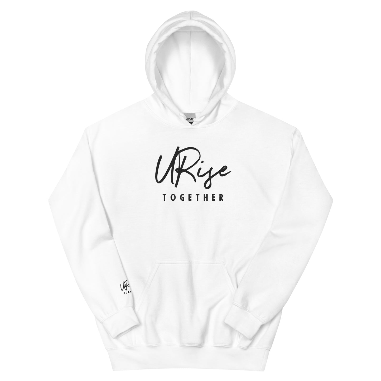URise Together Logo Unisex Embroidered Hoodie Cotton- White