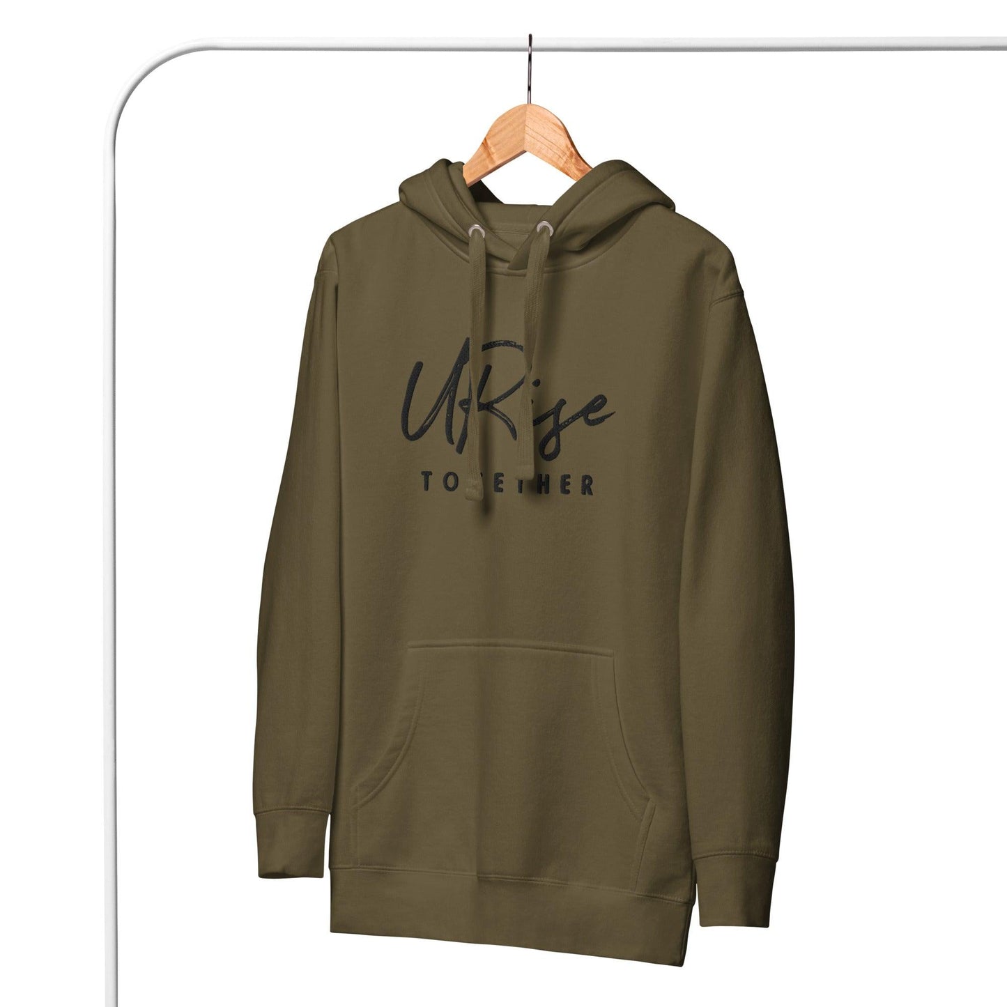 "URise Together" Embroidered logo Hoodie - Military Green - URiseTogetherApparel