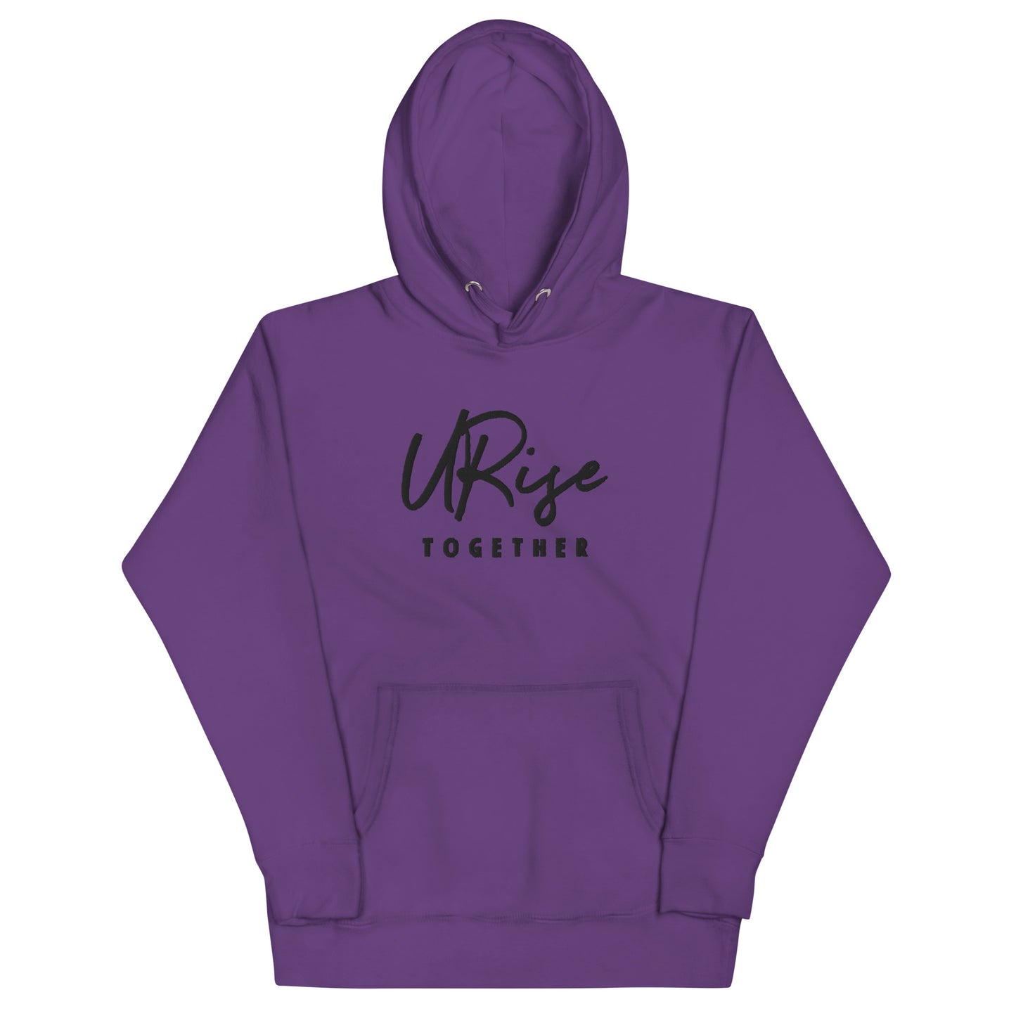 URise Together Unisex Embroidered Purple Cotton Hoodie