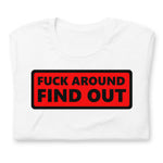 "URise Together" "F" Around and Find Out T-shirt - Red Background