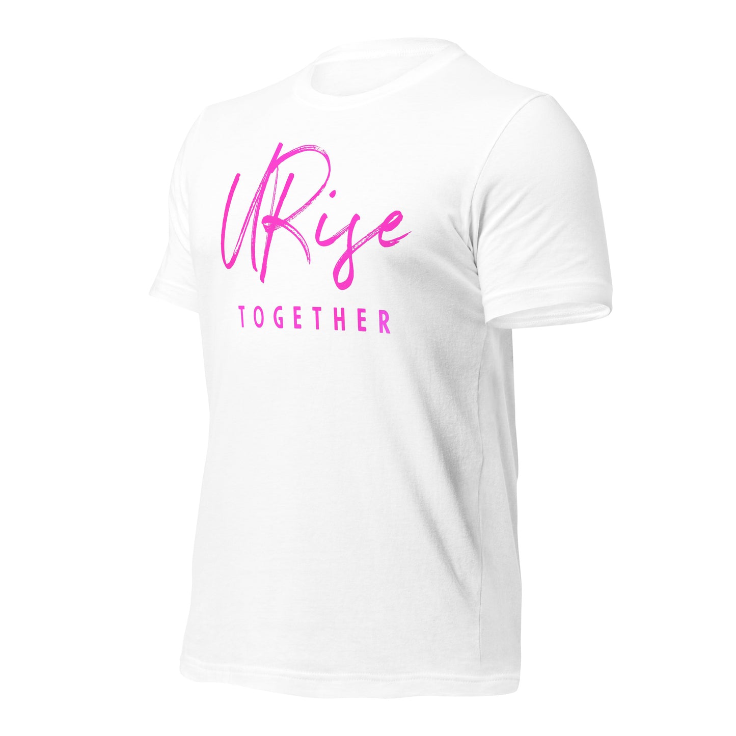 URise Together Logo Unisex Cotton T-shirt - White/ Pink