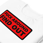 "URise Together" "F" Around and Find Out T-shirt - Red Background