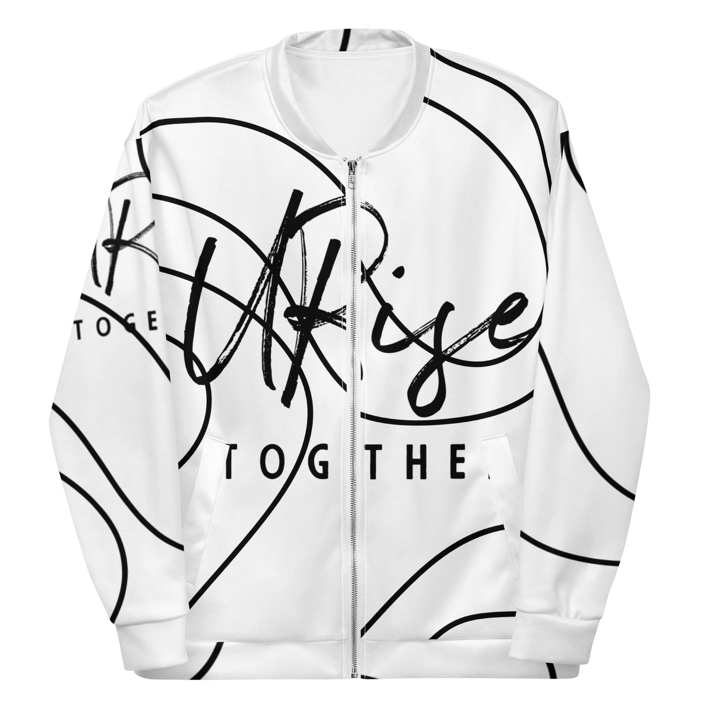 "URise Together" Bomber Jacket - White/Black - URiseTogetherApparel