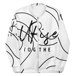 "URise Together" Bomber Jacket - White/Black - URiseTogetherApparel