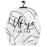 "URise Together" Bomber Jacket - White/Black - URiseTogetherApparel