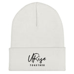 "URise Together" Embroidered Cuffed Beanie - White - URiseTogetherApparel