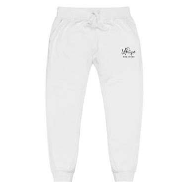 "URise Together" Embroidered fleece sweatpants - White - URiseTogetherApparel