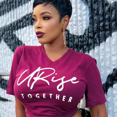 URise Together Maroon V-neck T-shirt