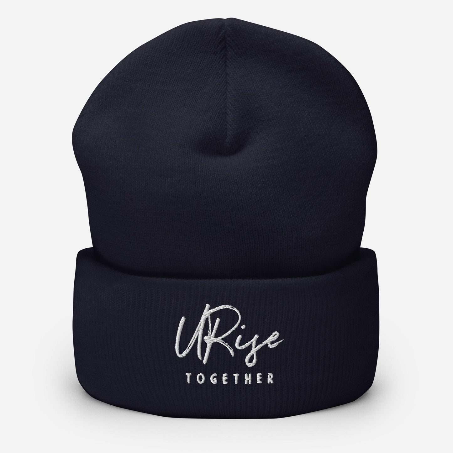 "URise Together" Embroidered Cuffed Beanie - Navy - URiseTogetherApparel