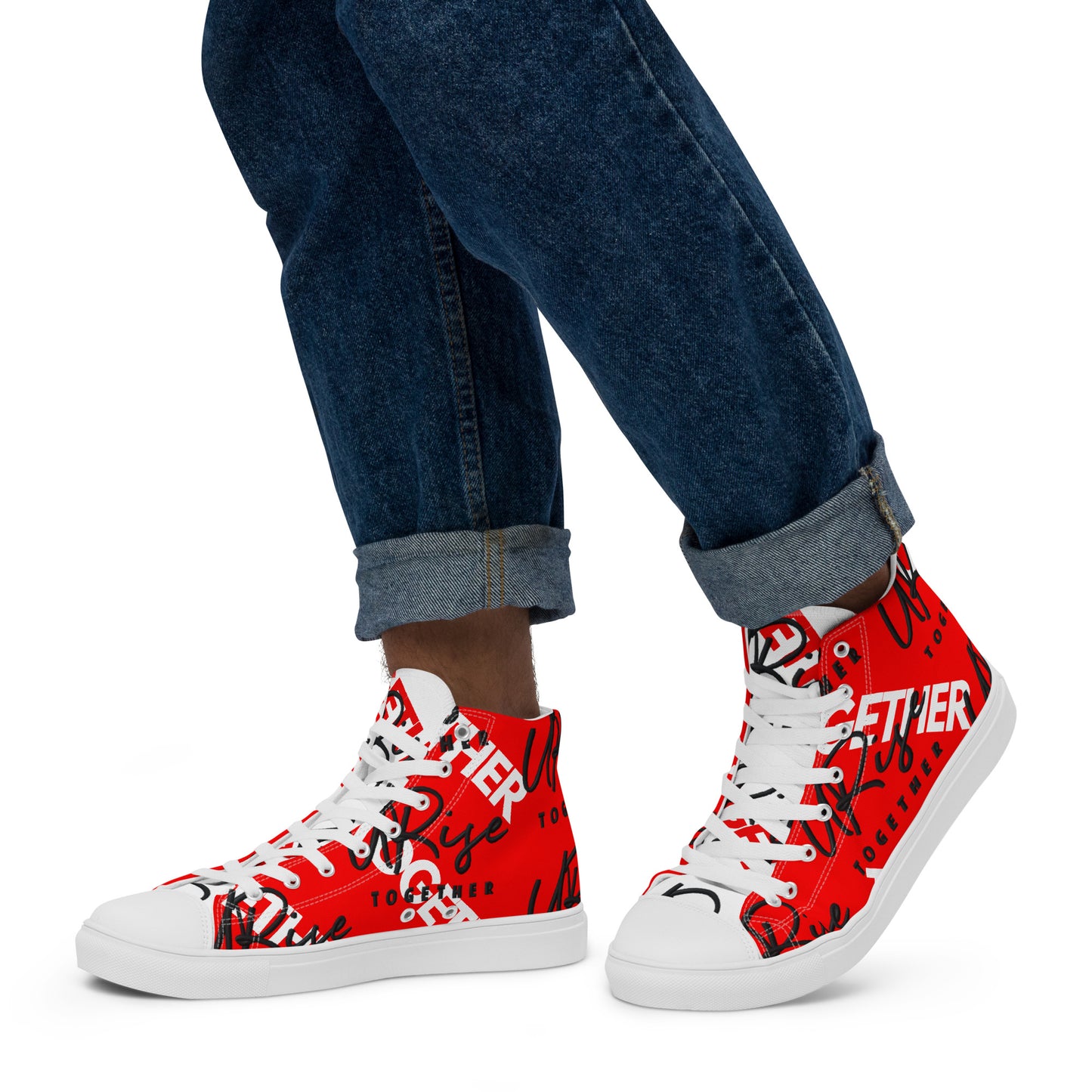 "URise Together" Men’s high top canvas shoes RedOut