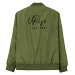 "URise Together" Embroidered Logo Bomber Jacket - Green - URiseTogetherApparel