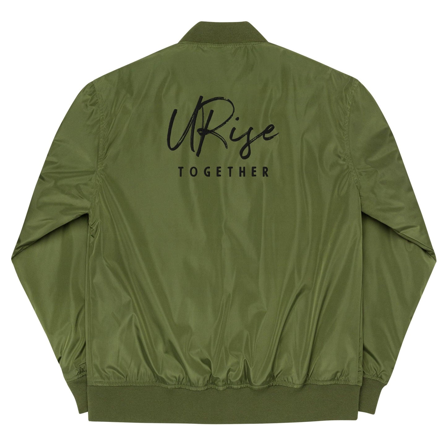 "URise Together" Embroidered Logo Bomber Jacket - Green - URiseTogetherApparel