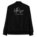 "URise Together" Embroidered Logo Bomber Jacket - Black - URiseTogetherApparel