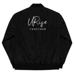 "URise Together" Embroidered Logo Bomber Jacket - Black - URiseTogetherApparel