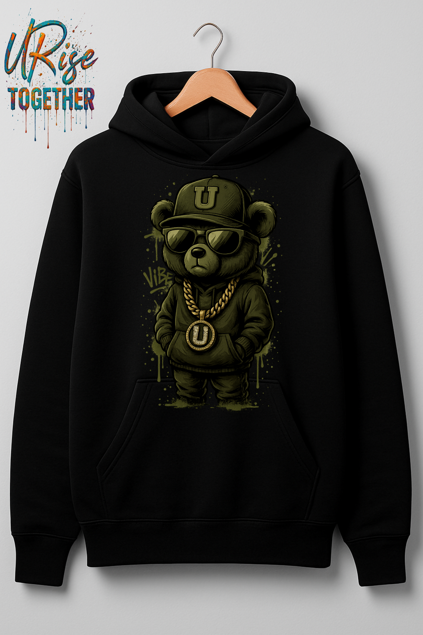 Graffiti Bear URise Heavy Cotton Hoodie Unisex