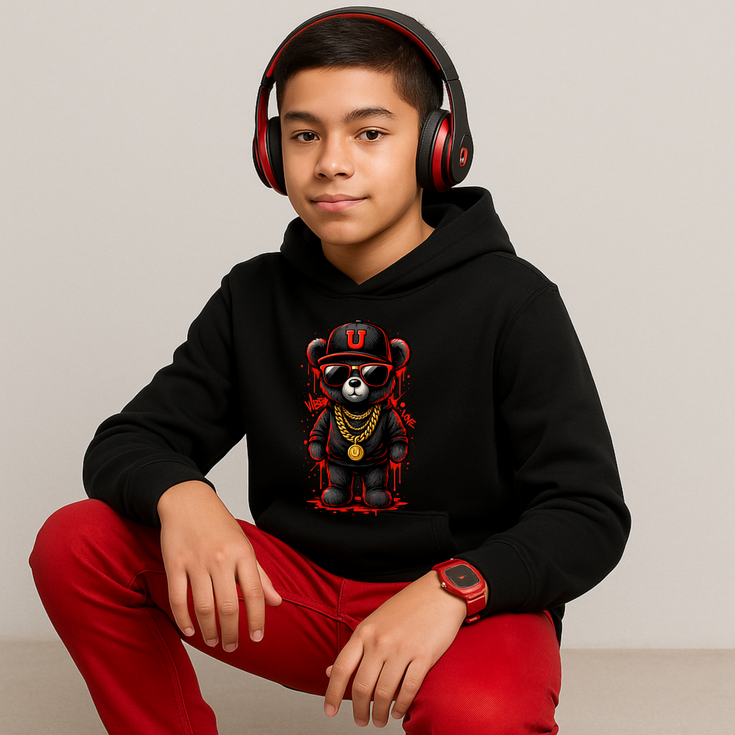 Graffiti Bear URise Heavy Cotton Hoodie Unisex