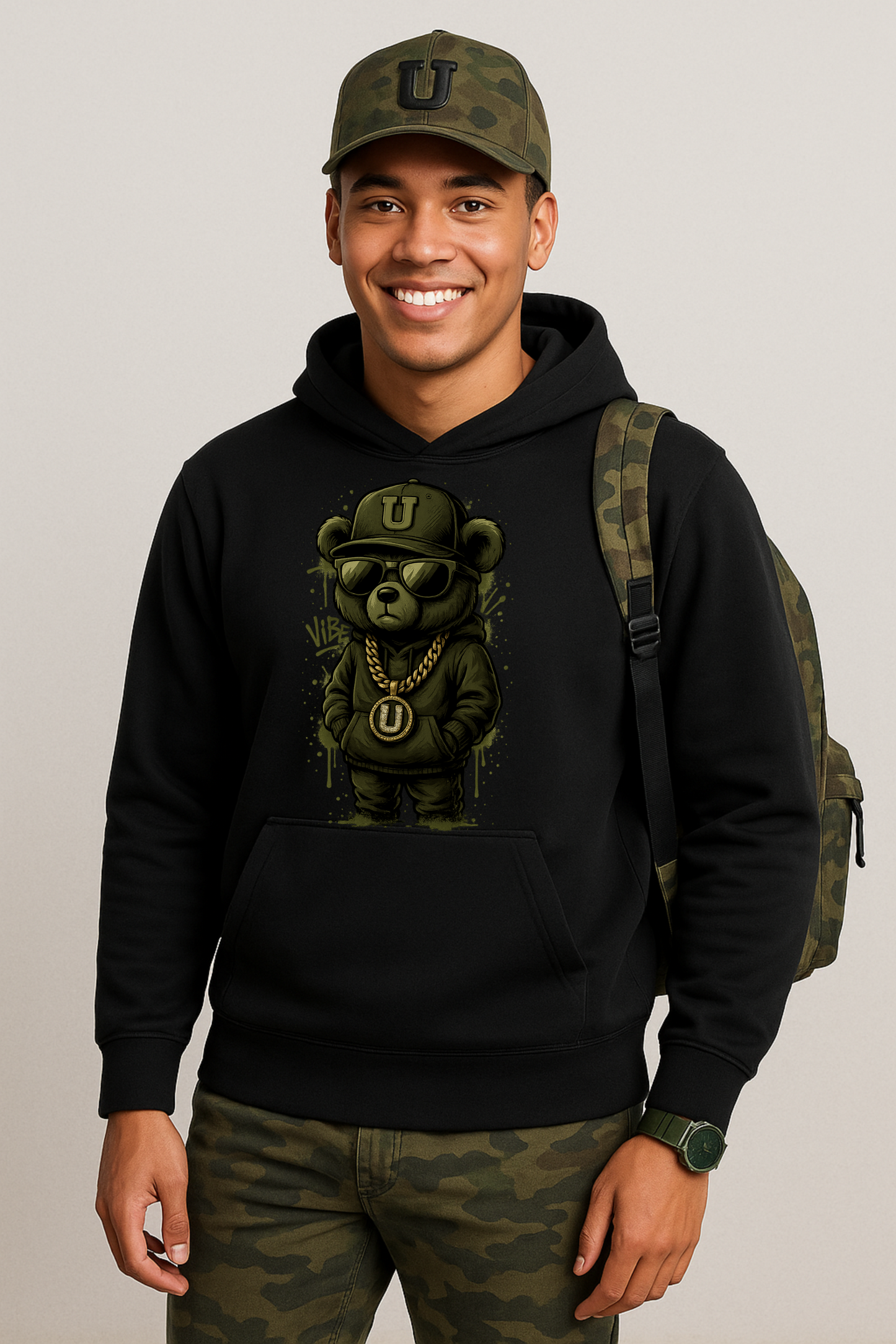 Graffiti Bear URise Heavy Cotton Hoodie Unisex
