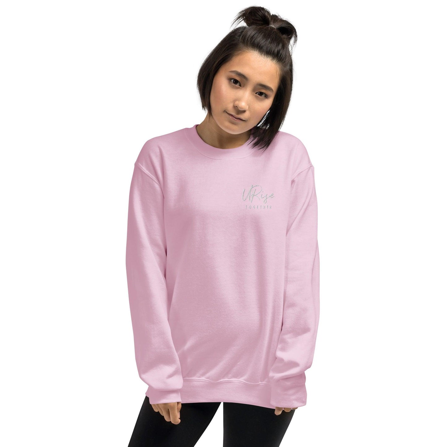 "URise Together" Embroidered Sweatshirt - Pink - URiseTogetherApparel