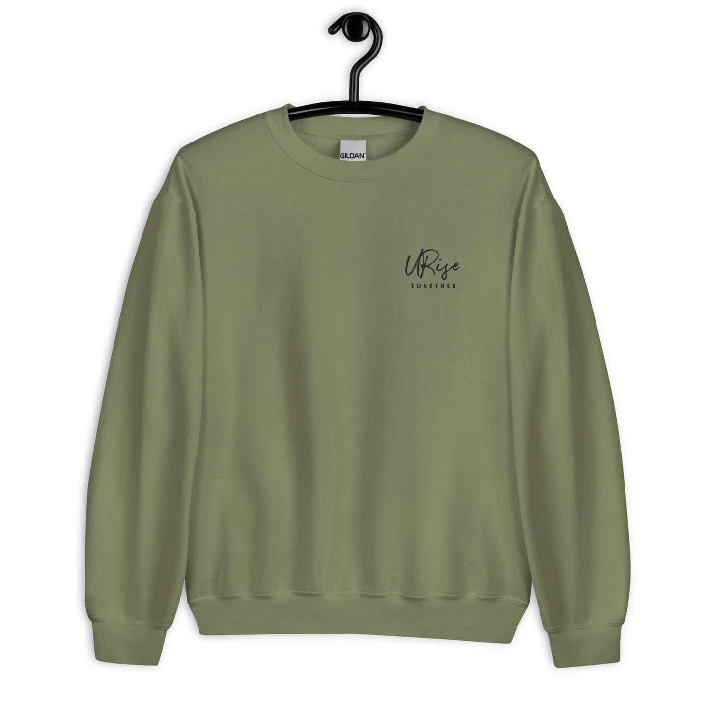 "URise Together" Embroidered Sweatshirt - Military Green - URiseTogetherApparel