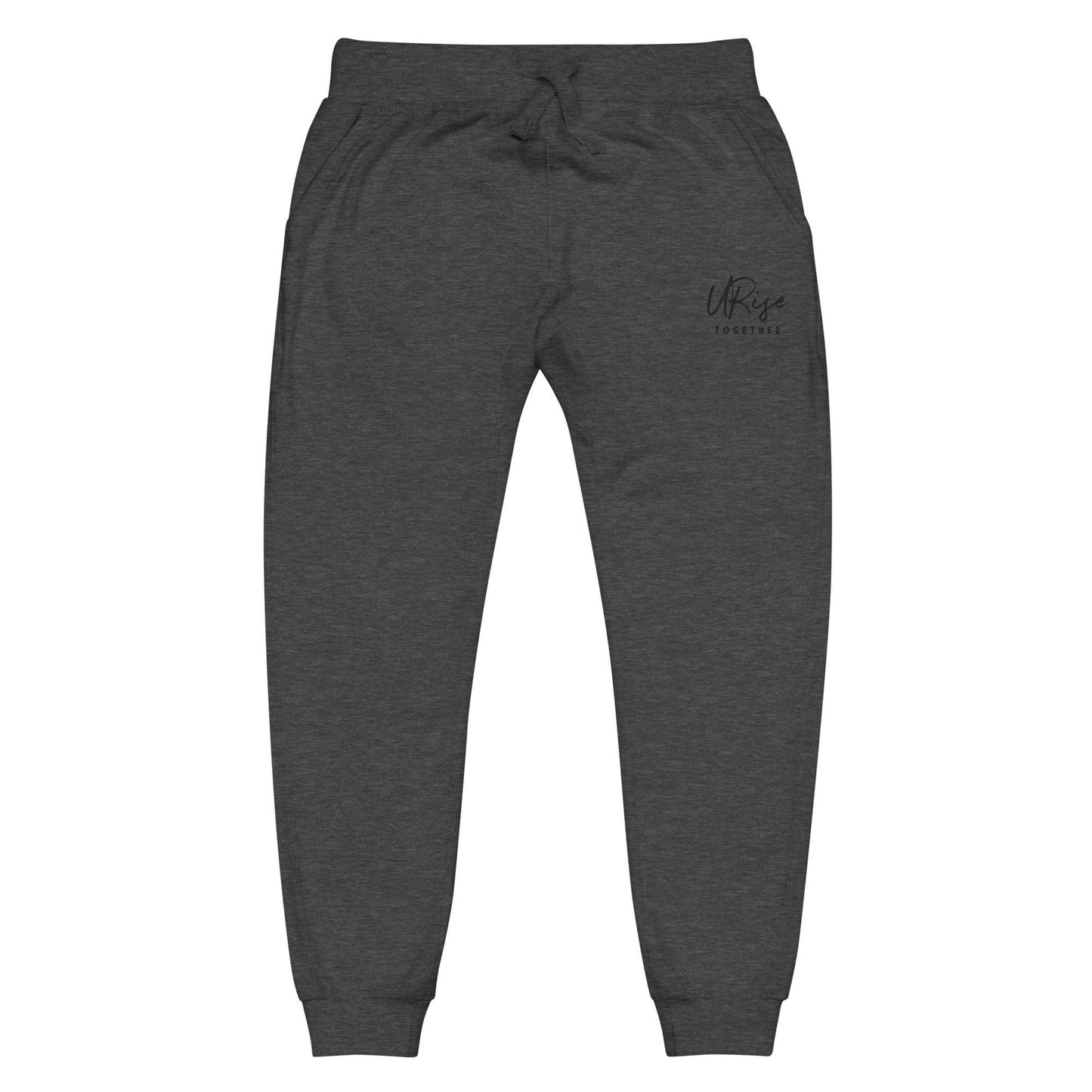 "URise Together" Embroidered fleece sweatpants - Dark Grey - URiseTogetherApparel