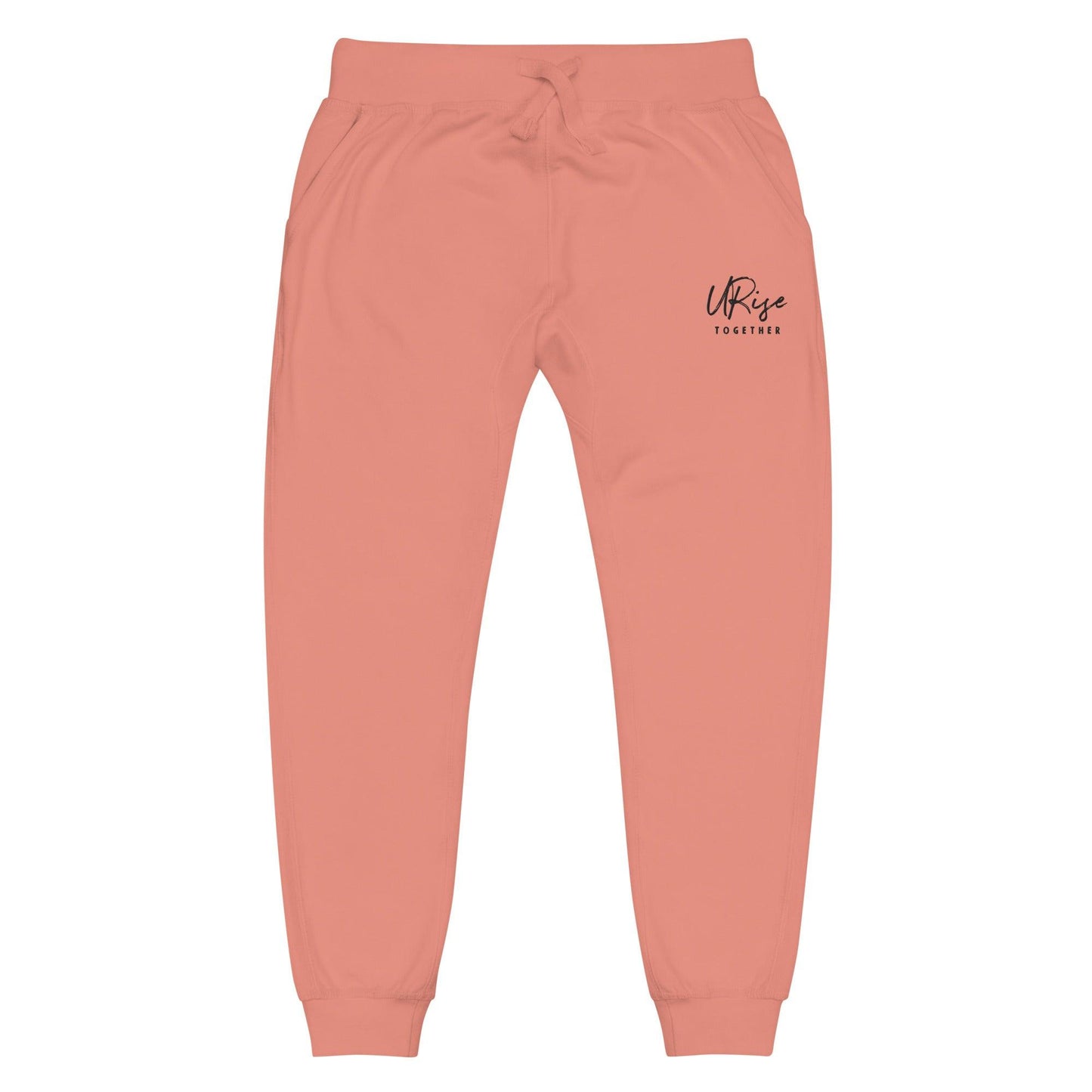 "URise Together" Embroidered fleece sweatpants - Rose - URiseTogetherApparel