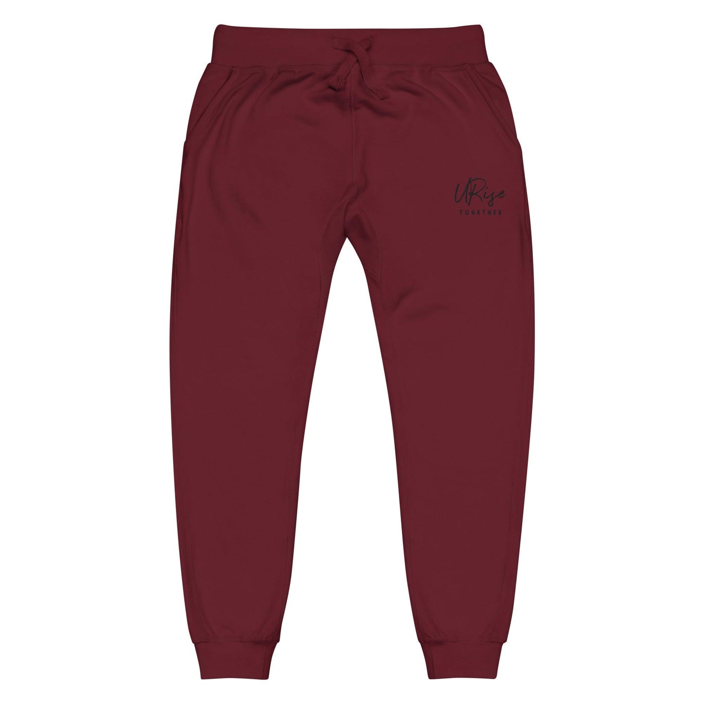 "URise Together" Embroidered fleece sweatpants - Maroon - URiseTogetherApparel