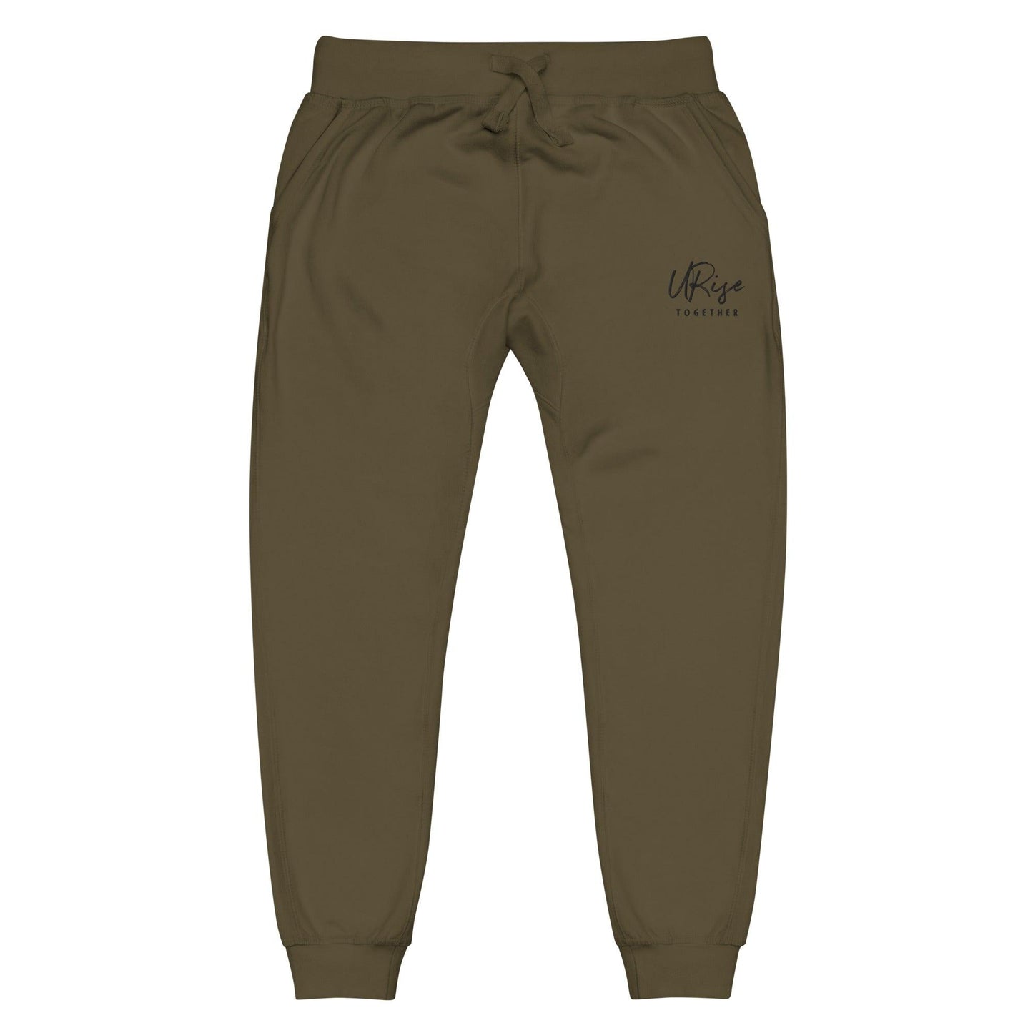 "URise Together" Embroidered fleece sweatpants - Military Green - URiseTogetherApparel