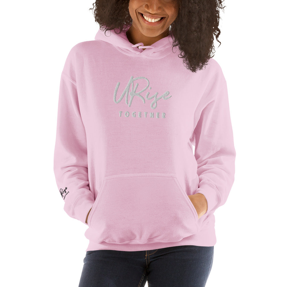 "URise Together" Embroidered Hoodie Pink