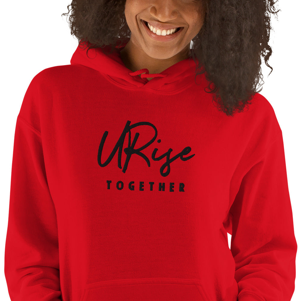 "URise Together" Embroidered logo Hoodie - Red